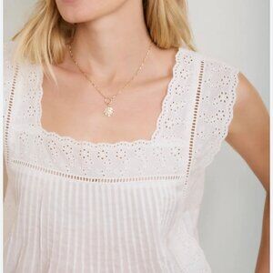 Wyse Eyelet Lace Wide Strap Celeste Top